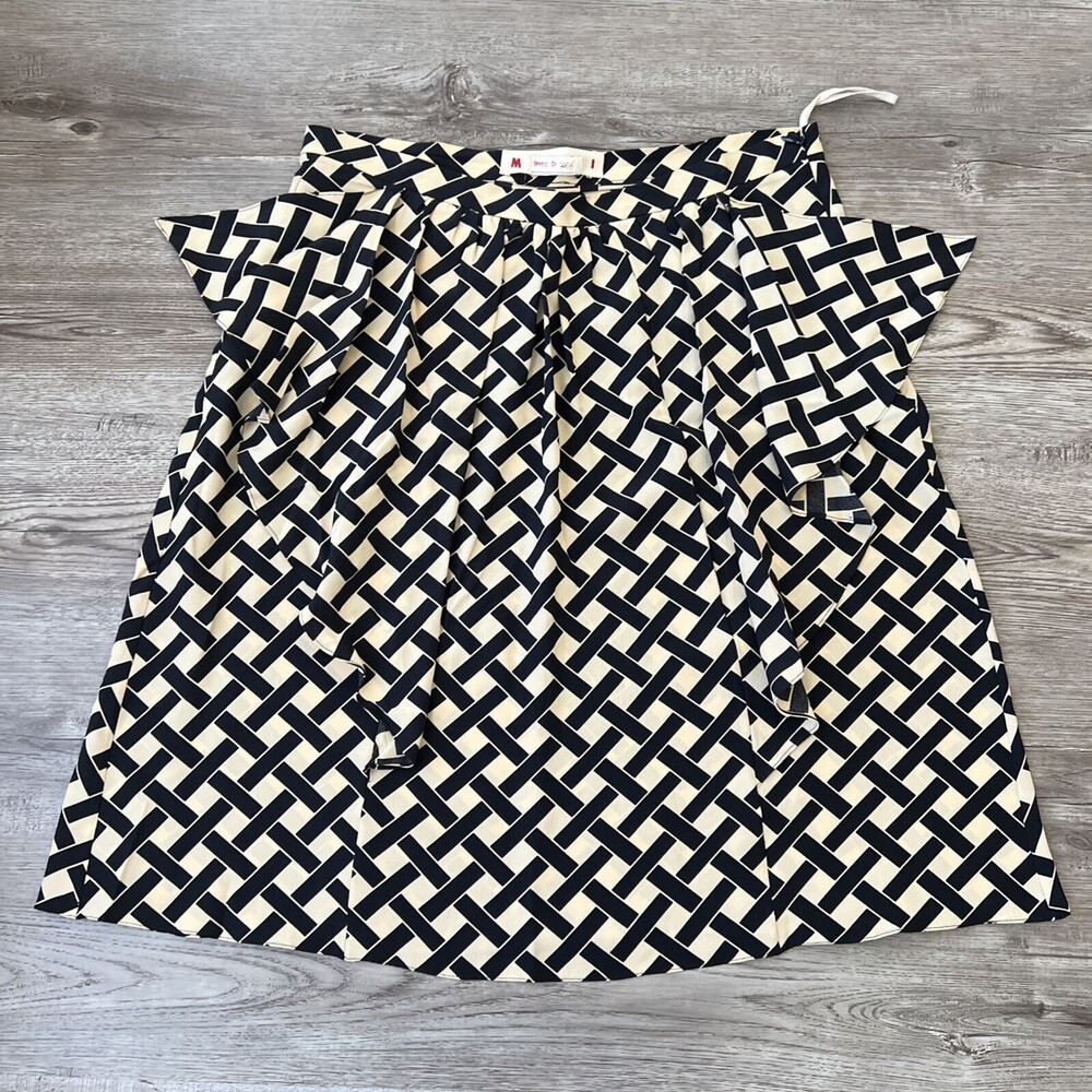 Marni Ruffle Silk‎ Midi Skirt Basketweave Pattern Womens 10 IT 44 Italy Designer